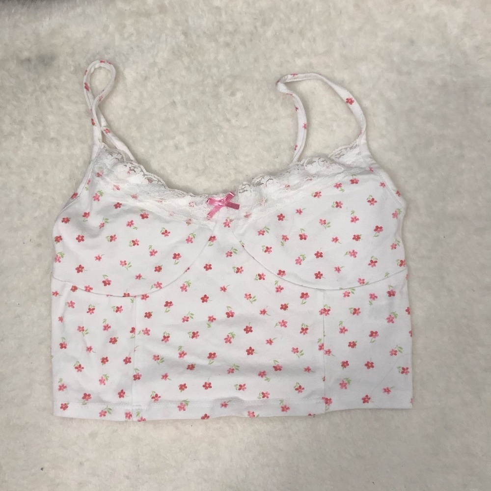 PacSun Pink and White Cami Corset Top with Bow